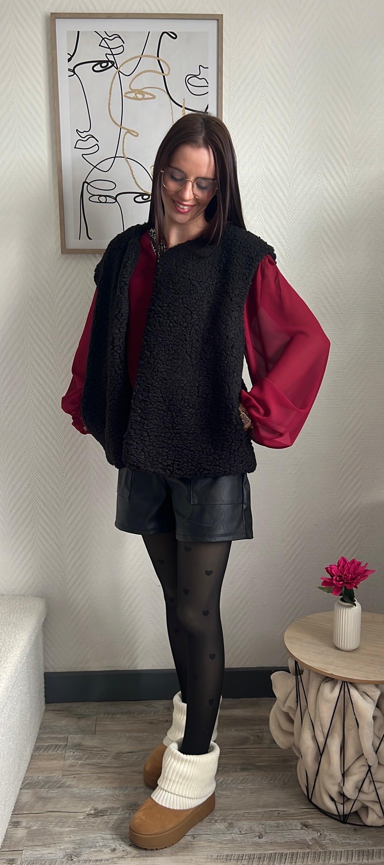 Veste sans manches (Camélia) Noir