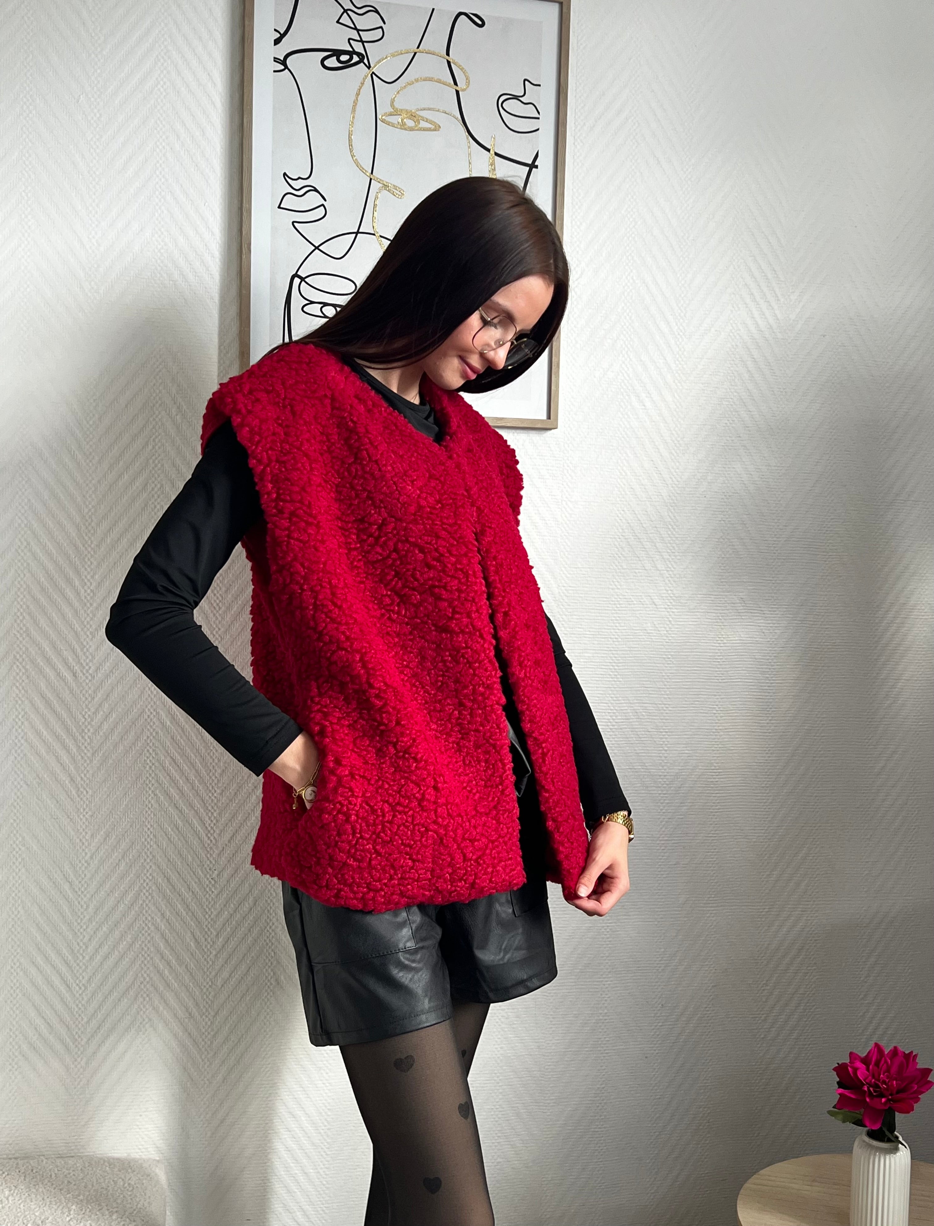 Veste sans manches (Camélia) Bordeaux